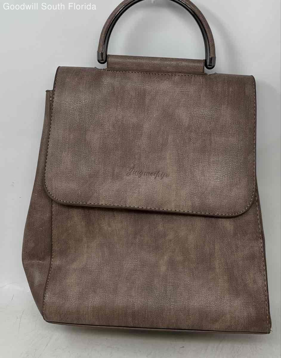 Jings Mei Piju Womens Brown Adjustable Strap Top Handle Shoulder Backpack