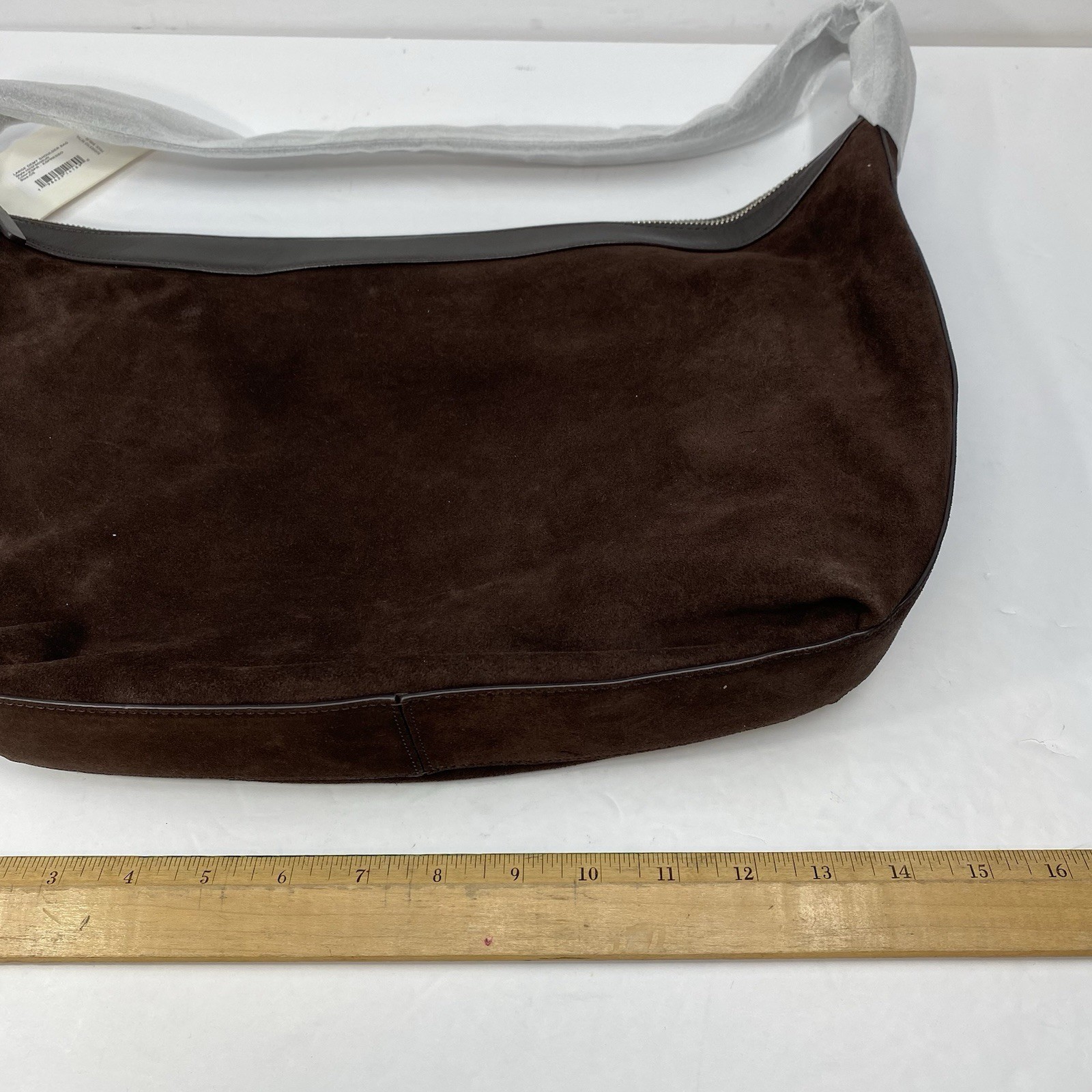 STAUD Bag Demy Large Suede Shoulder Bag Espresso Brown Rounded NEW $45