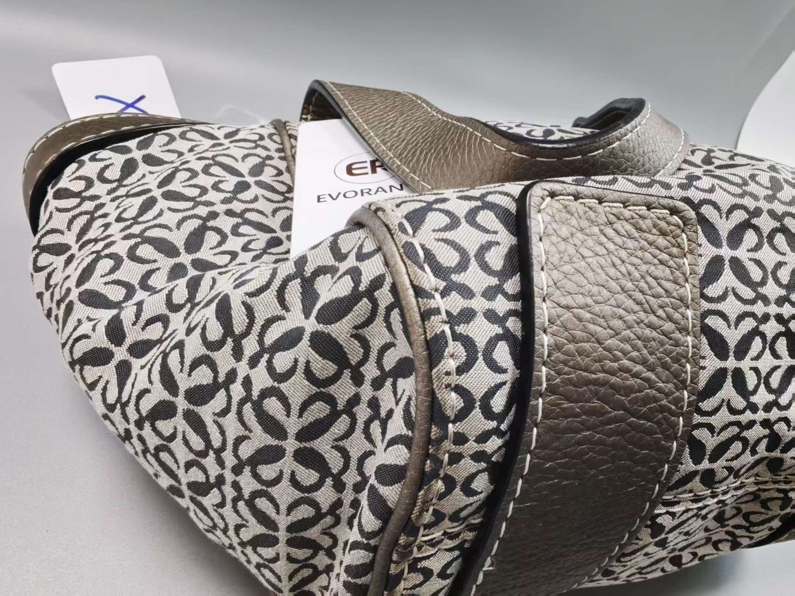 LOEWE 337.12.N36 Anagram Monogram Canvas Leather Trim Small Tote Bag