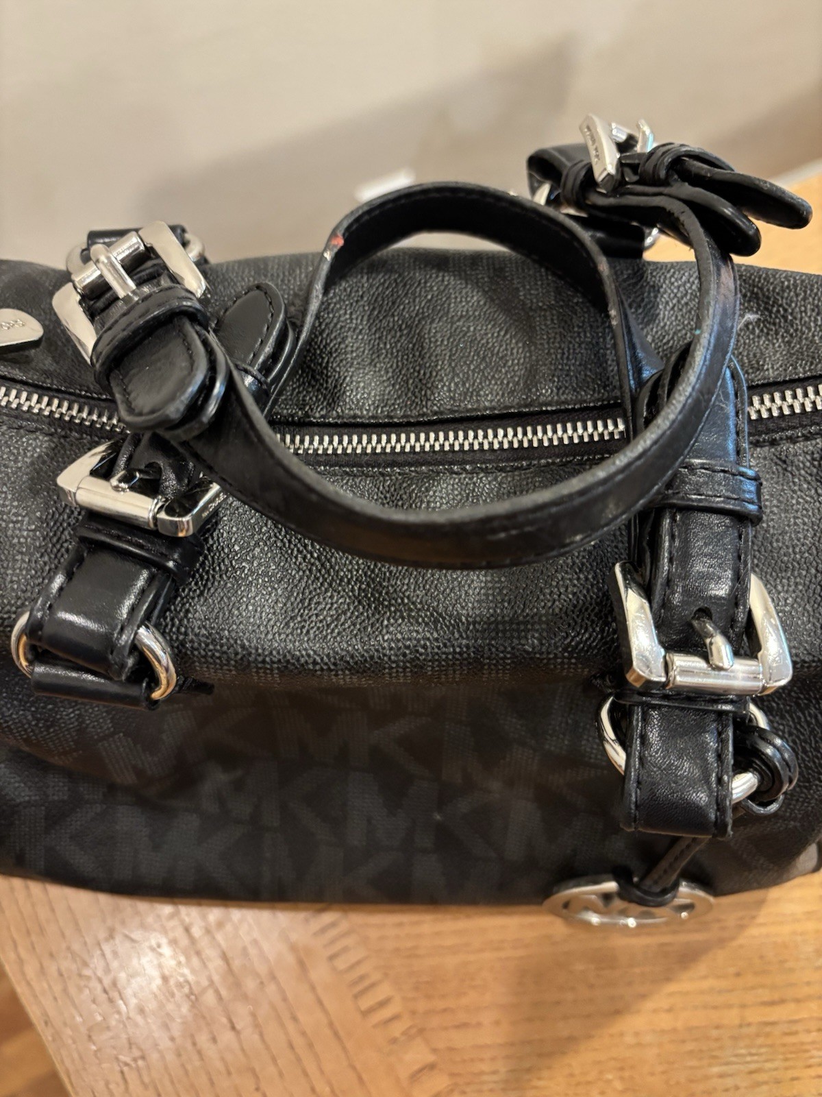 Michael Kors Signature Medium Grayson Satchel Bag Black