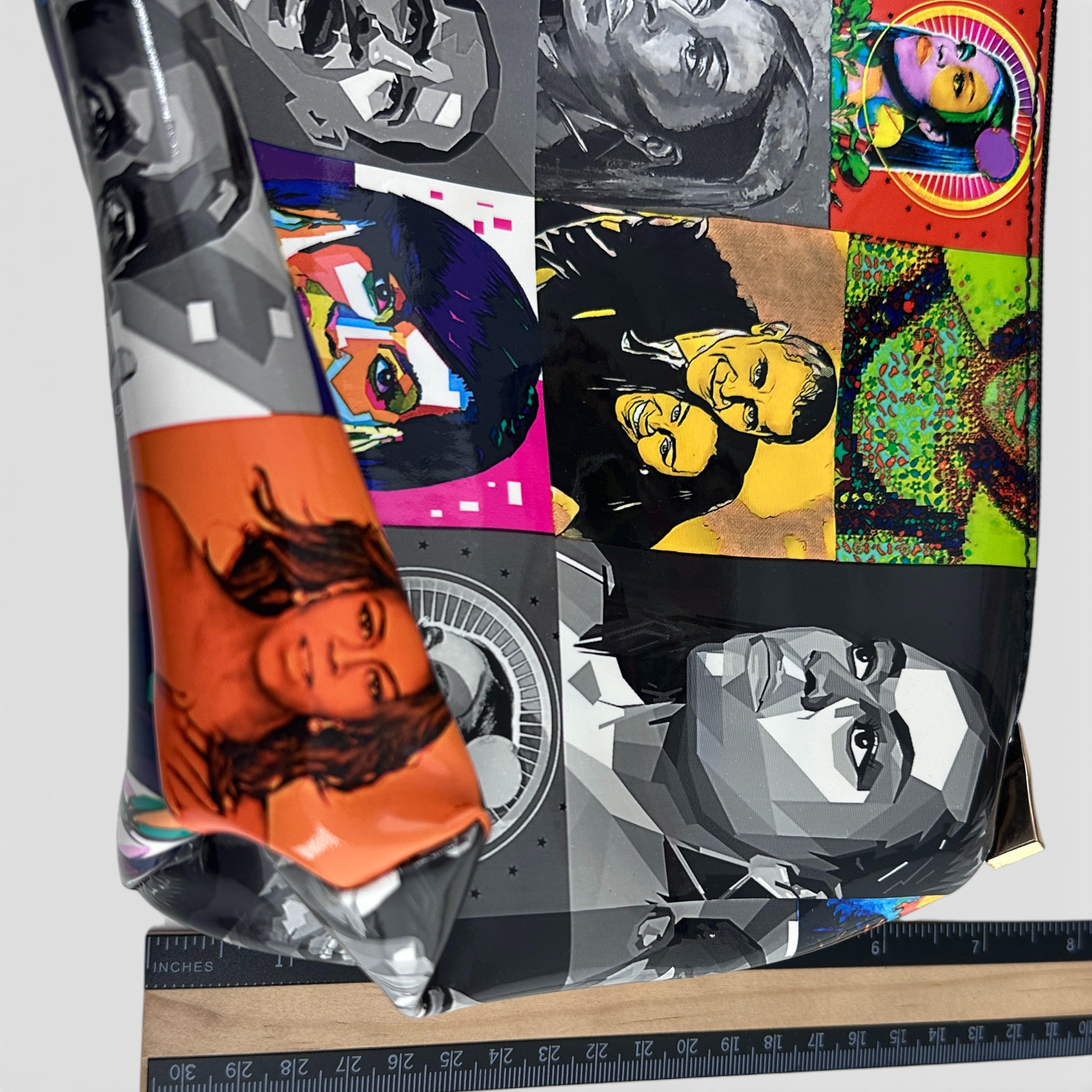 Tote Bag Womens Medium Multicolor Portrait Art 2 In 1 Pouch Crossbody Set