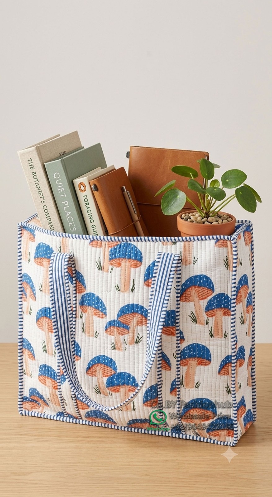 Handmade Eco-Friendly Quilted Cotton Market Bag Beach Tote Bag hand block bag