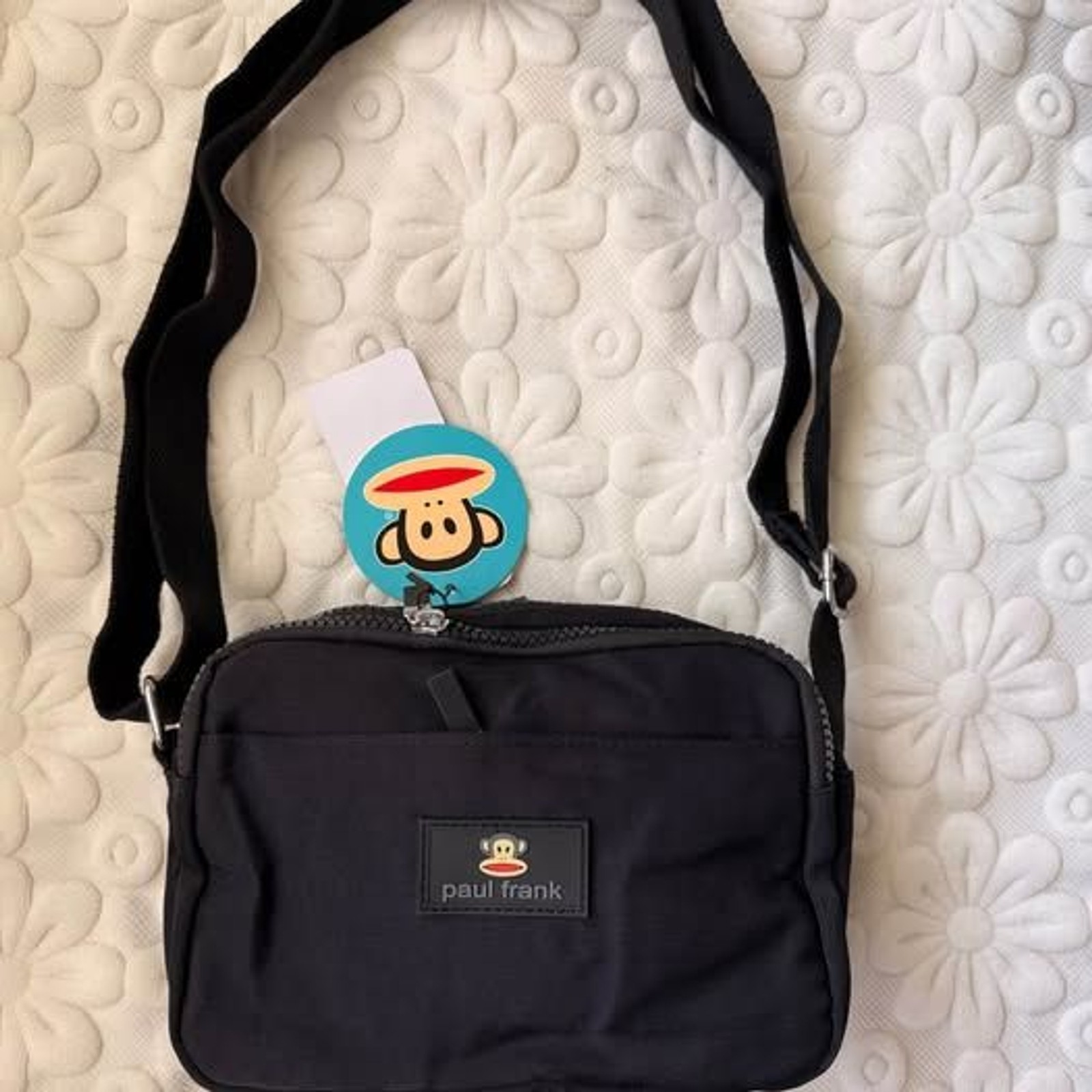 Thick Nylon Multi-Zip Crossbody Bag Small Square Shoulder Bag Lightweight