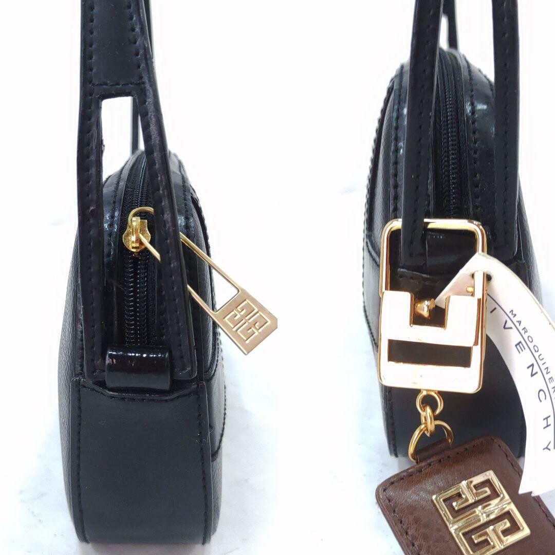 Givenchy Black Leather Shoulder Bag 4G Logo Charm Zip Pocket Women’s Pouch