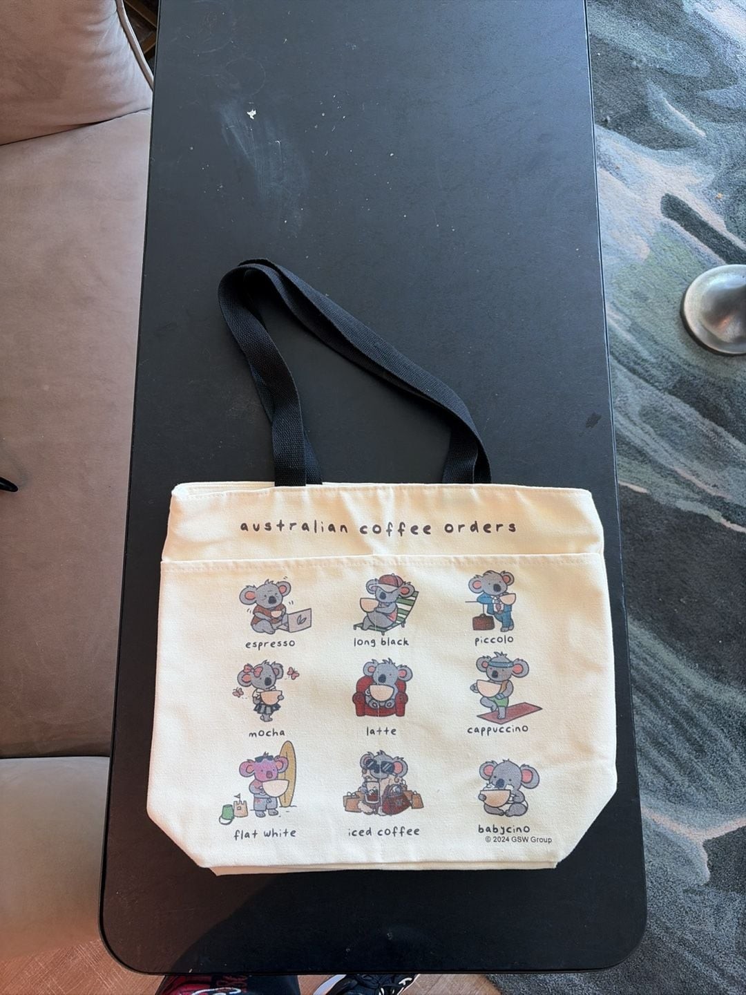 Australian Coffee Orders Koala Graphic Canvas Tote Bag