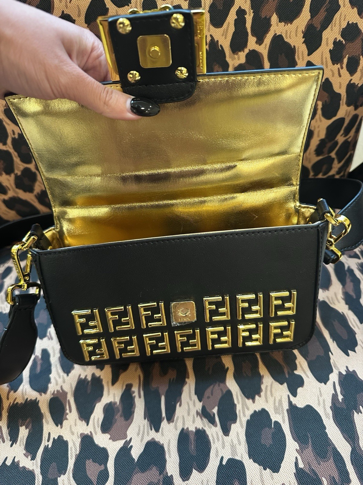 Fendi x Versace Black and Gold Handbag