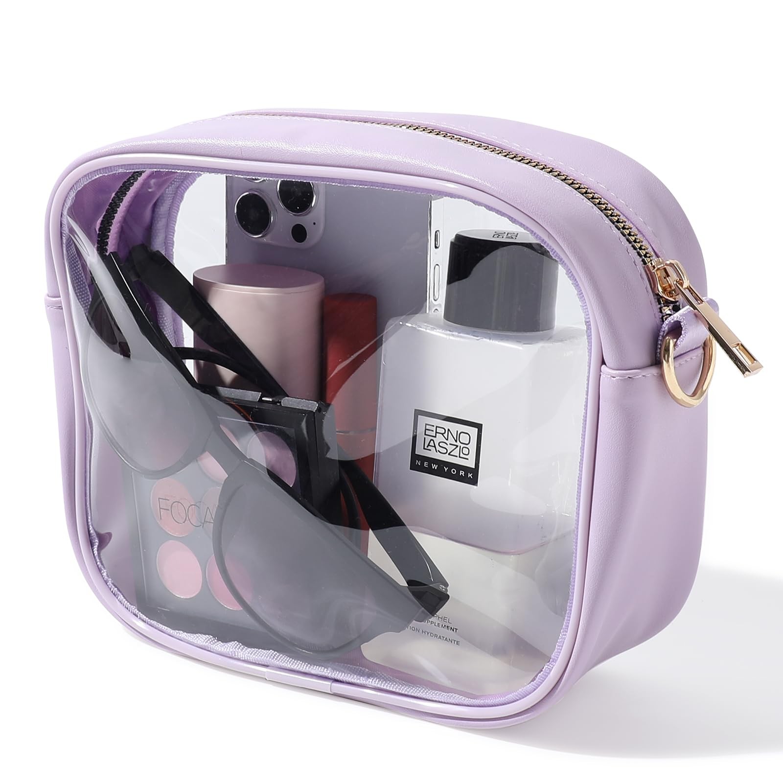 Clear Purse Crossbody Bag for Women Stadium Approved, Small Leather Clear Bag…