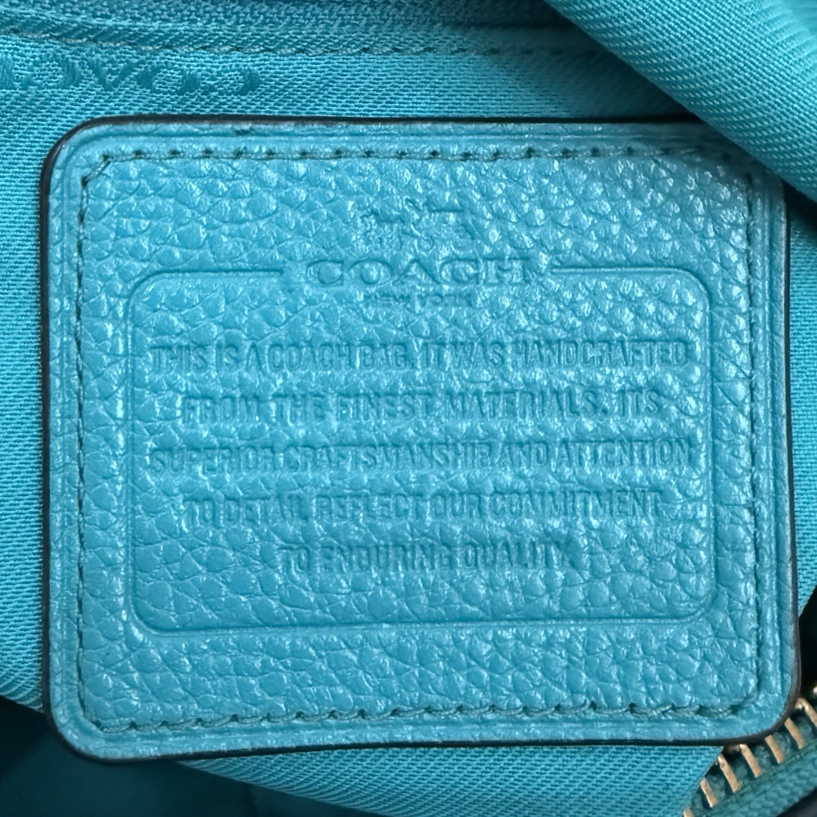 COACH Prairie Pebbled Leather Turquoise Color Satchel Crossbody RECOLORED READ!
