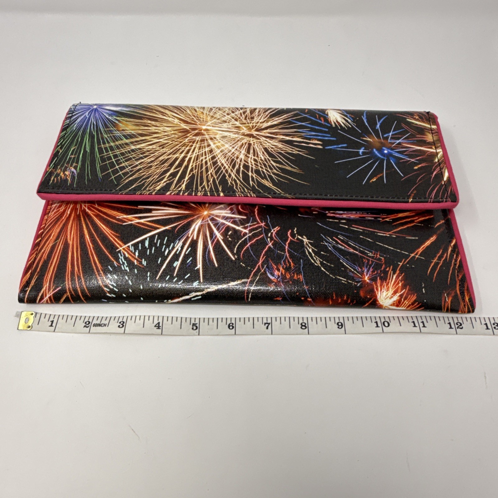 NWT Kent Stetson Signed Fireworks Envelope Clutch Detachable Crossbody Rare