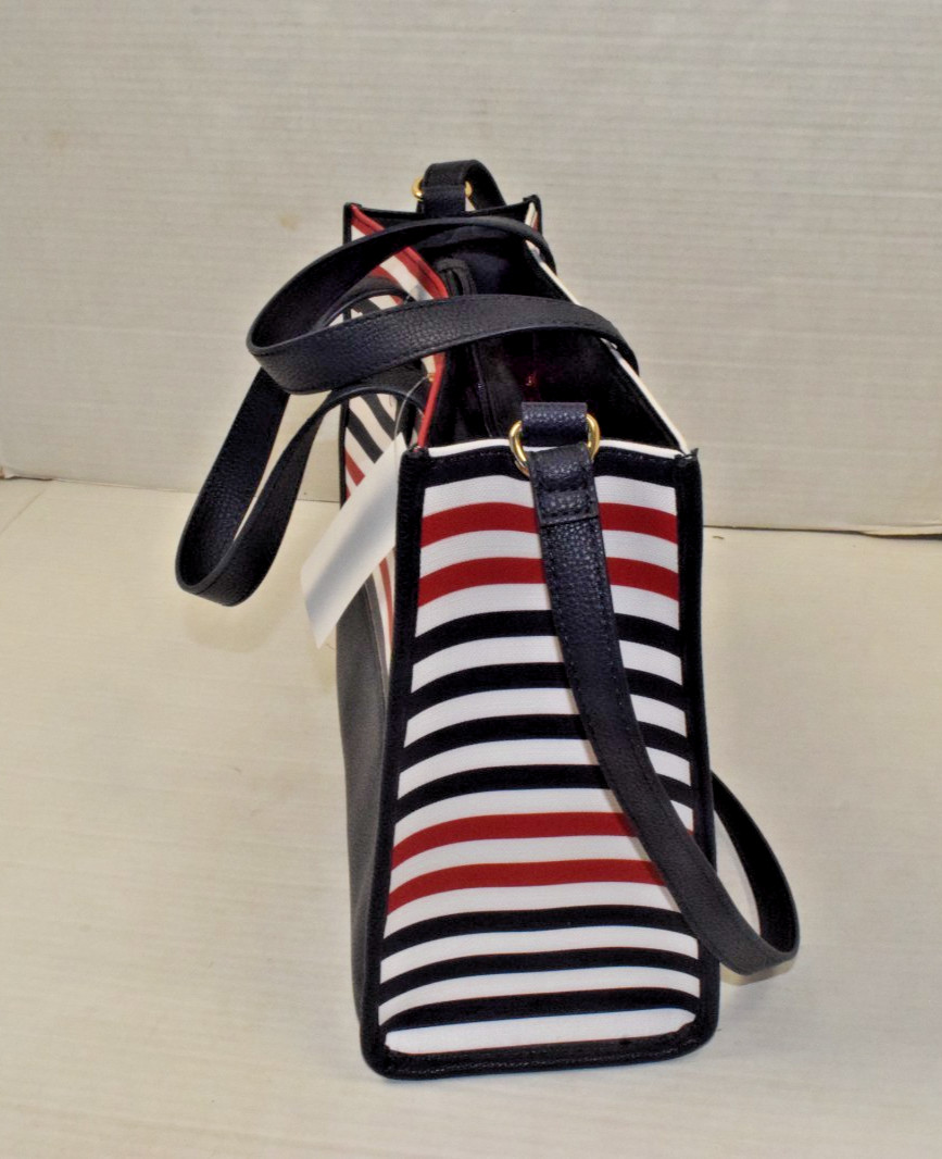 Tommy Hilfiger Tote Bag Red White Blue Striped 10 X 12 Inches NWT