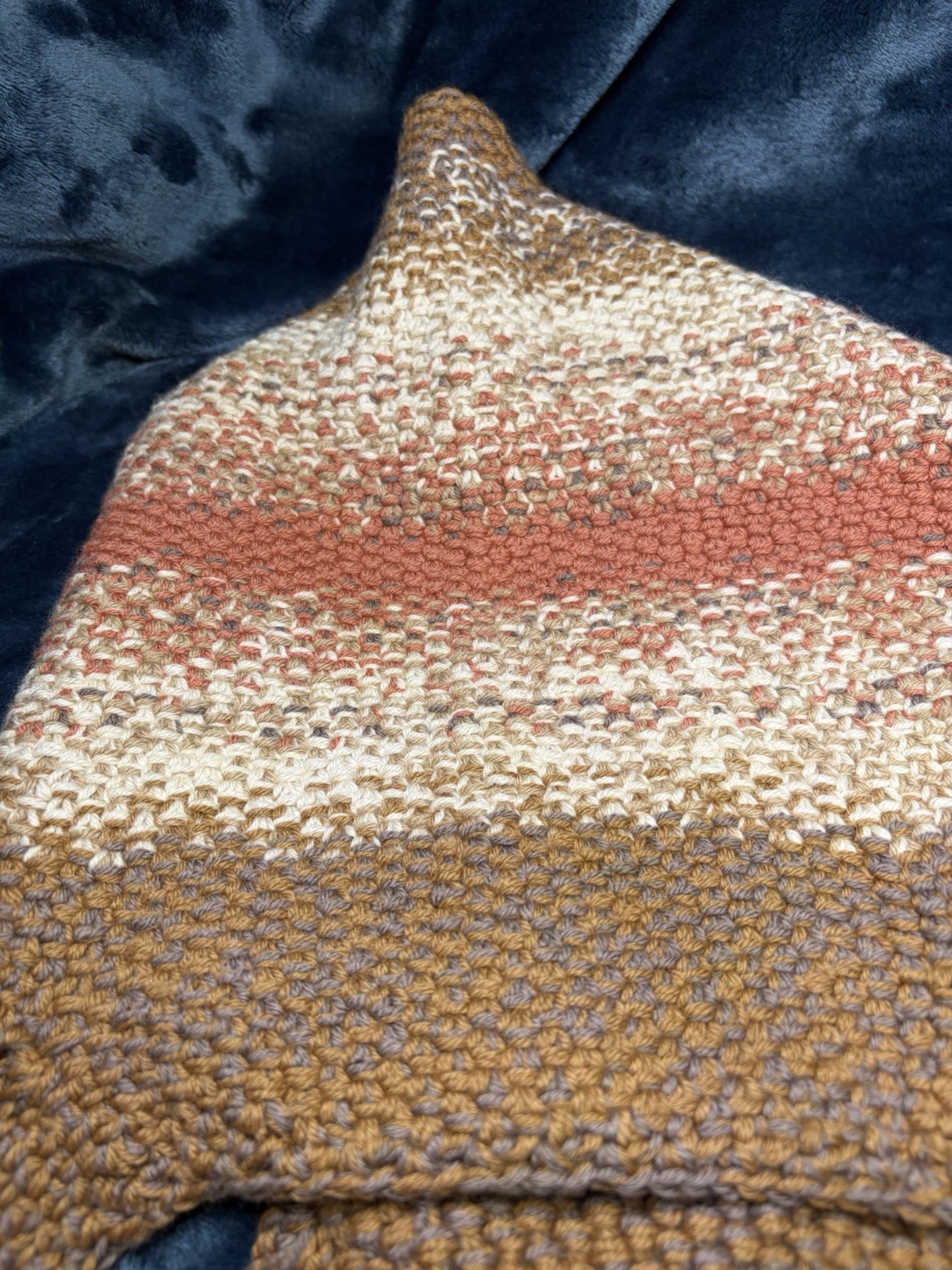 Handmade Crochet/knitted Shoulder Bag Browns, Cream, And Orange