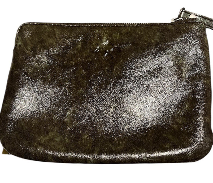 Patricia Nash CASSINI Pouch Italian Leather Tooled Turquoise Makeup Bag Wristlet