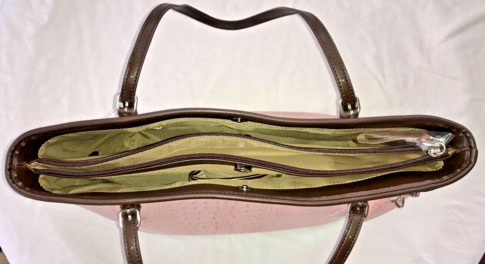 NEW AURIELLE TOTE HANDBAG, TEA ROSE/BLUSH COLOR, ADJUSTABLE HANDLES,3 INSIDER CO