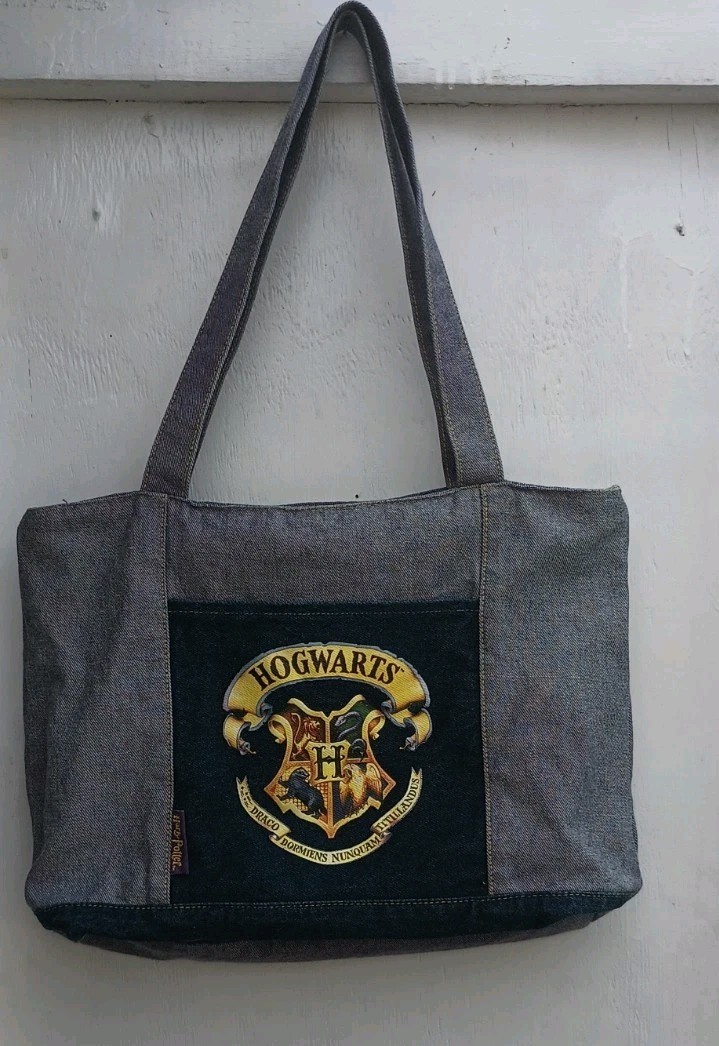 Vintage Y2K Hogwarts Draco Harry Potter Denim Purple Shoulder Bag Witchy Geek