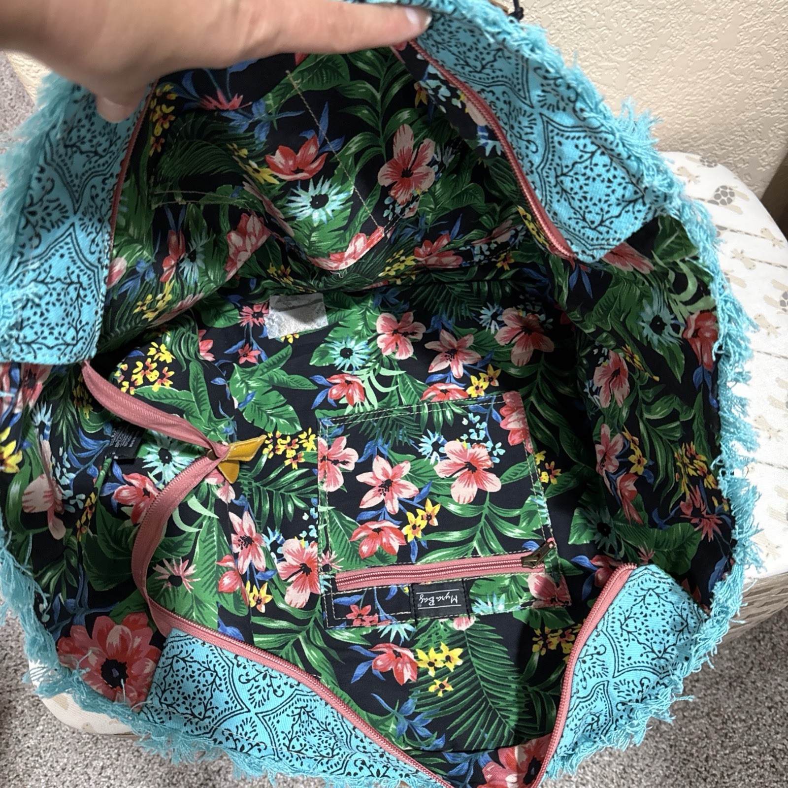 NWT Myra Bag Triple Fork Ranch Weekender Bag in Turquoise Large Bohemian Boho