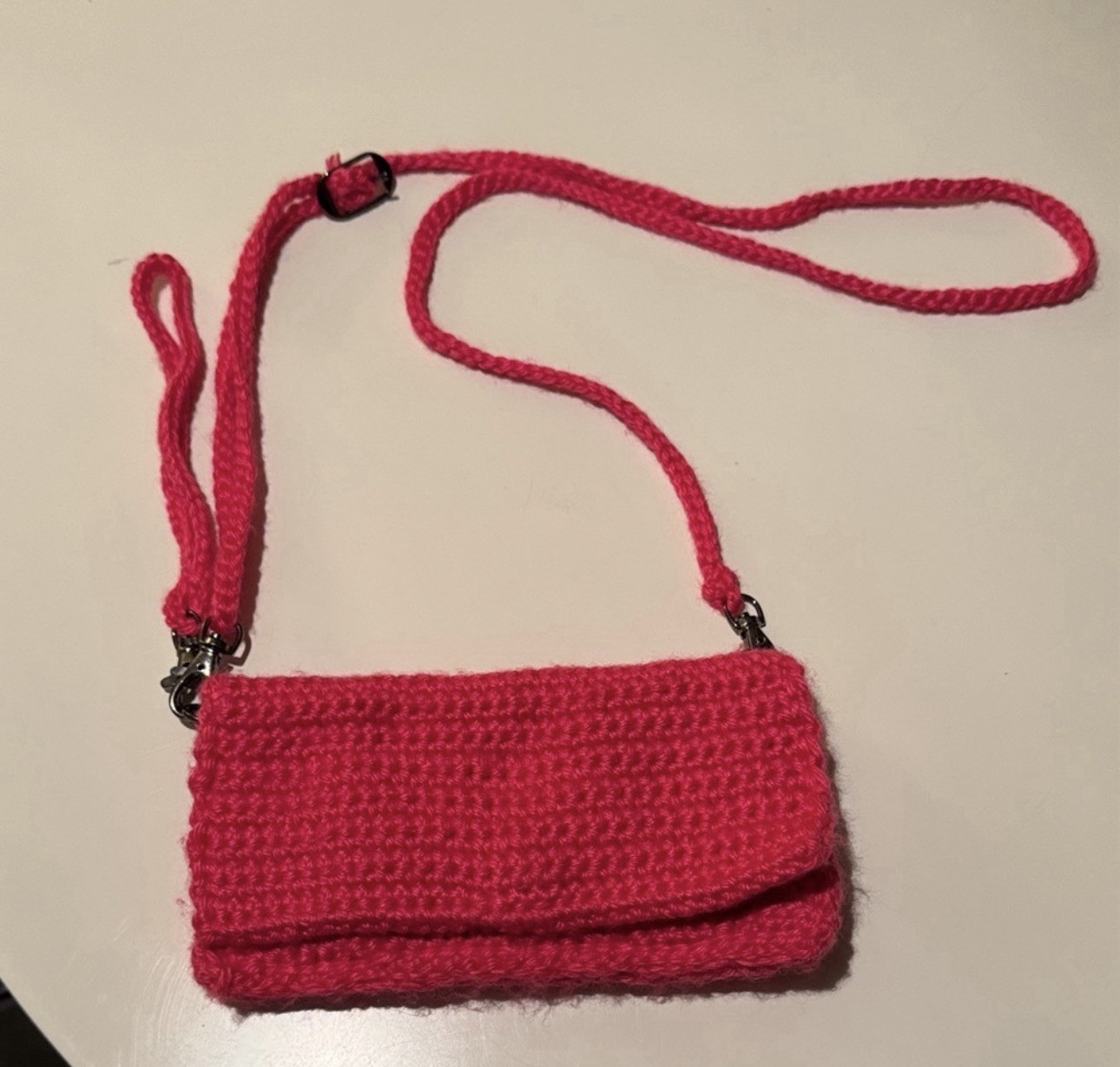 Handmade Pink Shoulder Bag Button Accent Magnetic Closure Inner Pockets Women
