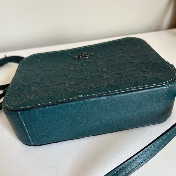 Coach Jamie Camera Bag Dark Green Signature Leather Crossbody Excellent