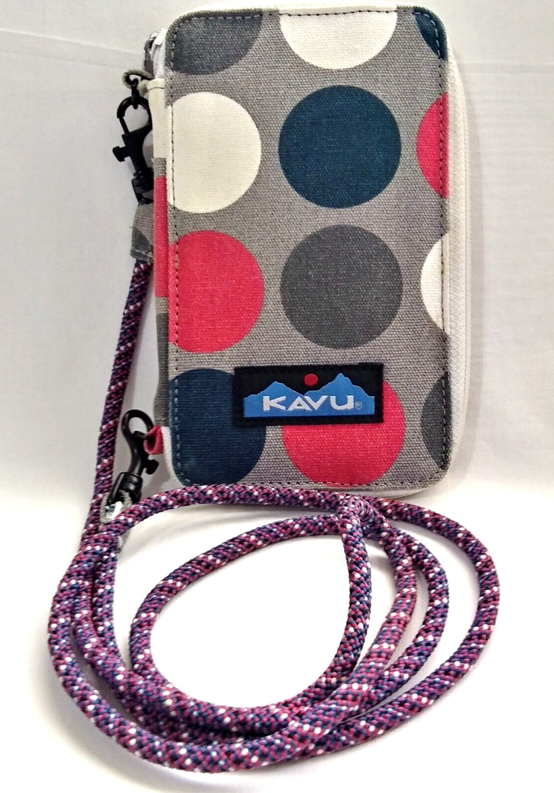 Kavu Go Time Got Dots Wallet 7in by 4in Crossbody Long Climbing Rope Strap