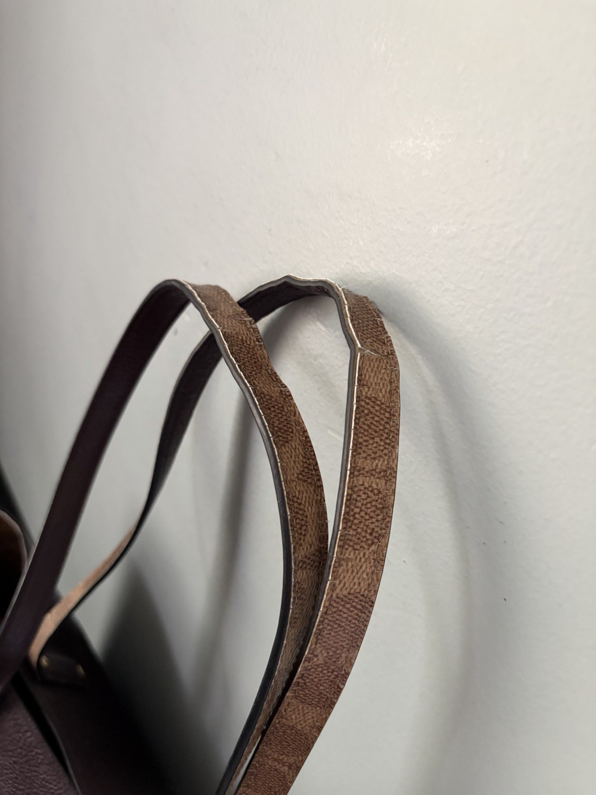 COACH Central Tote w/ Signature Logo Canvas Blocking/ Brown Pebble Leather/ Gold