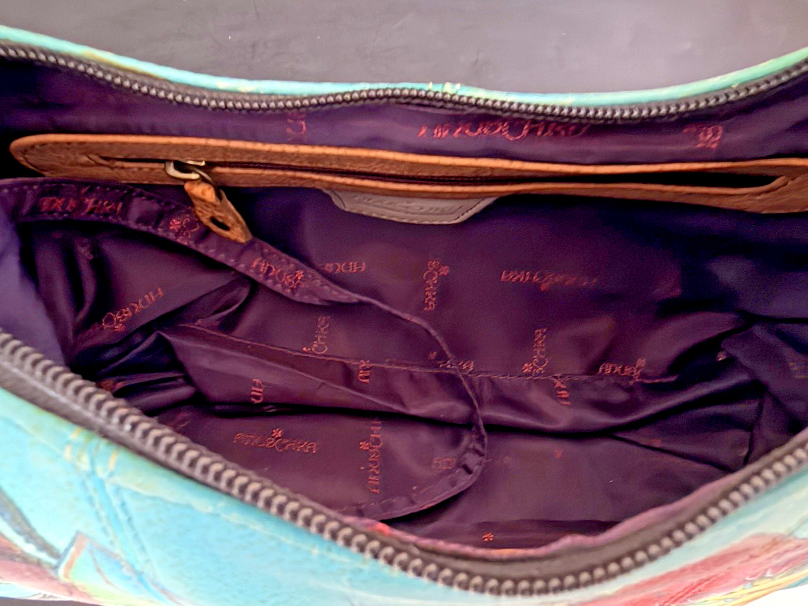 Anuschka Tropical Bliss Parrot/Toucan Birds Hand Painted Purse Shoulder Bag