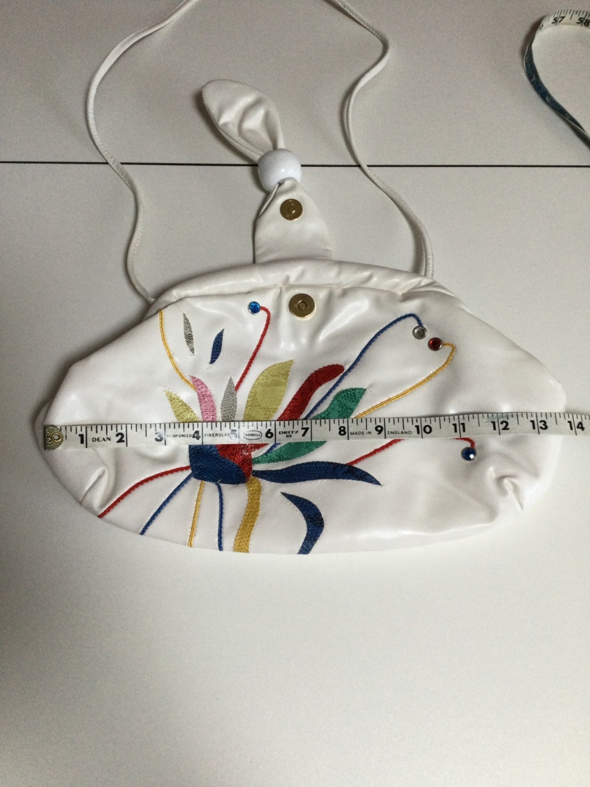Retro 80s Colorful Shoulder Bag Clutch Snap Closure Rhinestone Fun Boho Funky