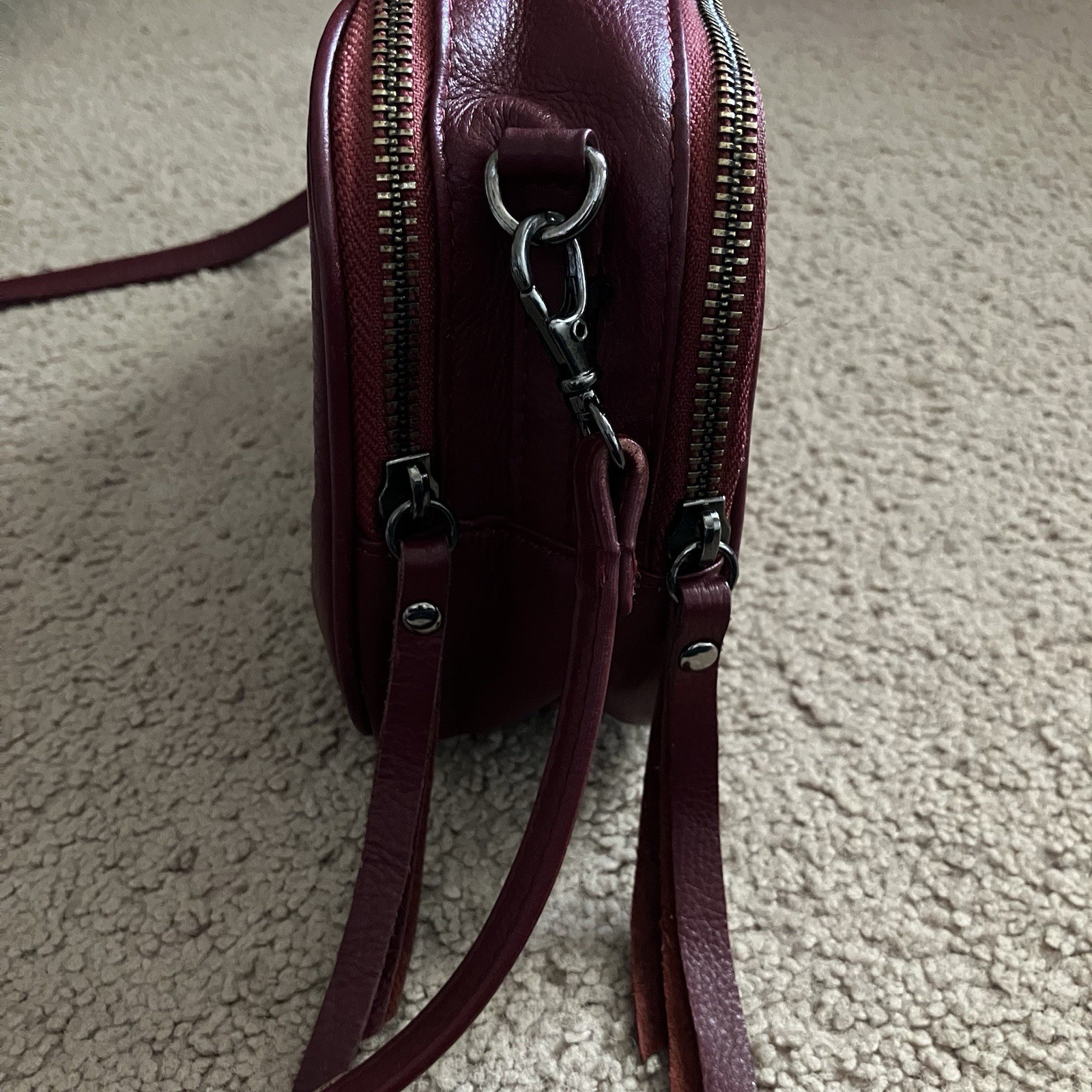 Joelle Hawkens by Treesje Sausalito Small Burgundy Leather Crossbody Bag Purse