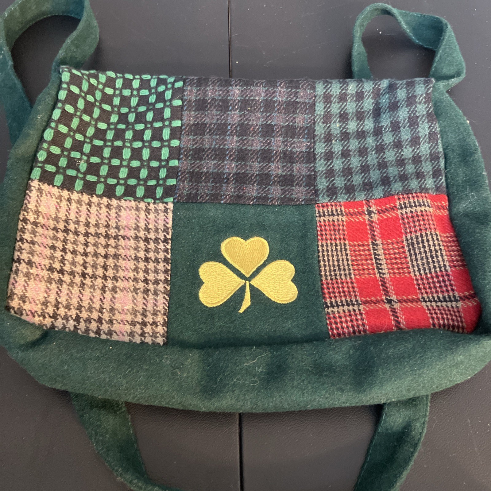 handmade Irish tweed patchwork shoulder bag