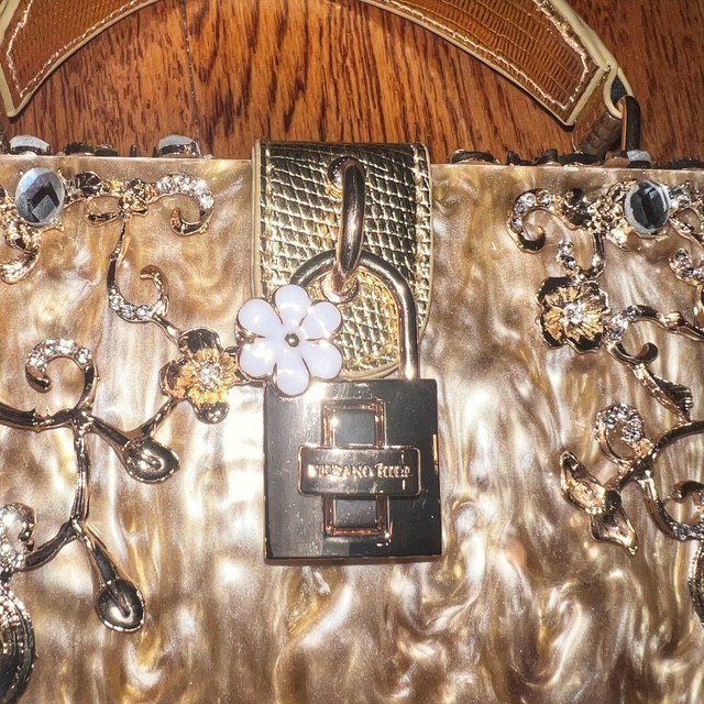 Verano Hill Silver With Gold crystal-embellished evening clutch bag