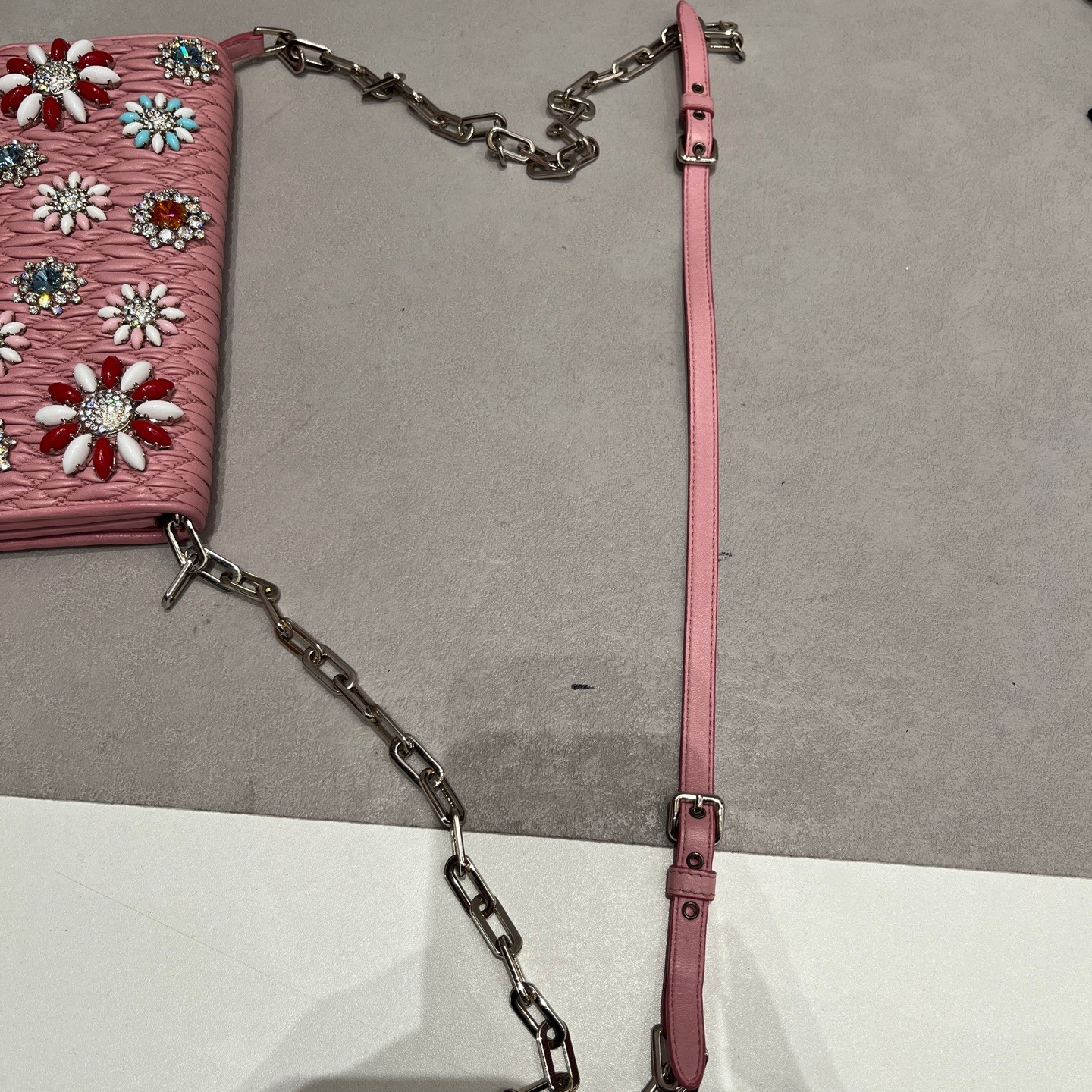 Miu Miu Matelasse WOC Normal Sakura Pink Ruched Lambskin Multiway Bag US Ship
