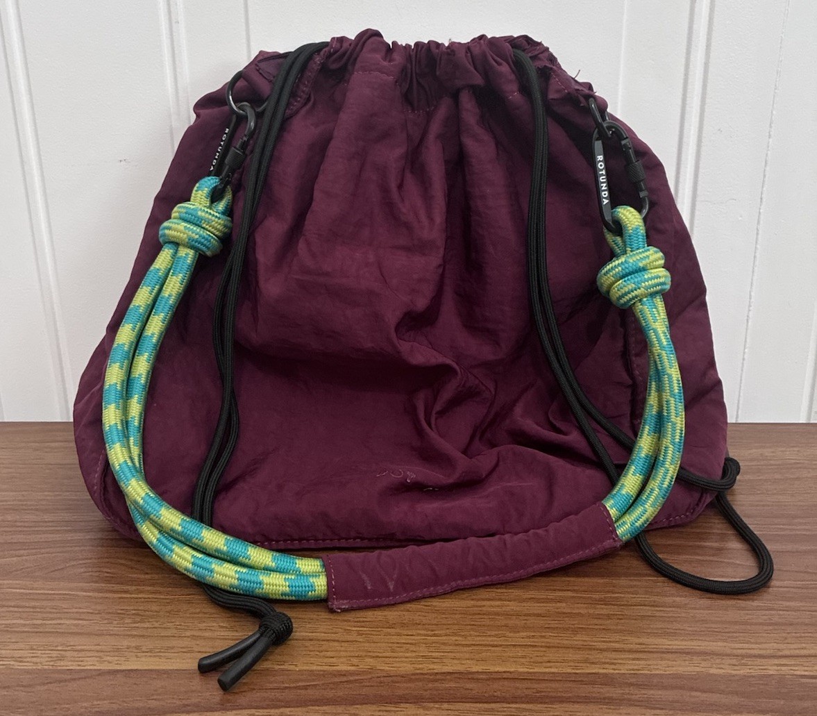 Rotunda Sant Hobo Bag Bordeaux Maroon Red *No Chain* Green Cord