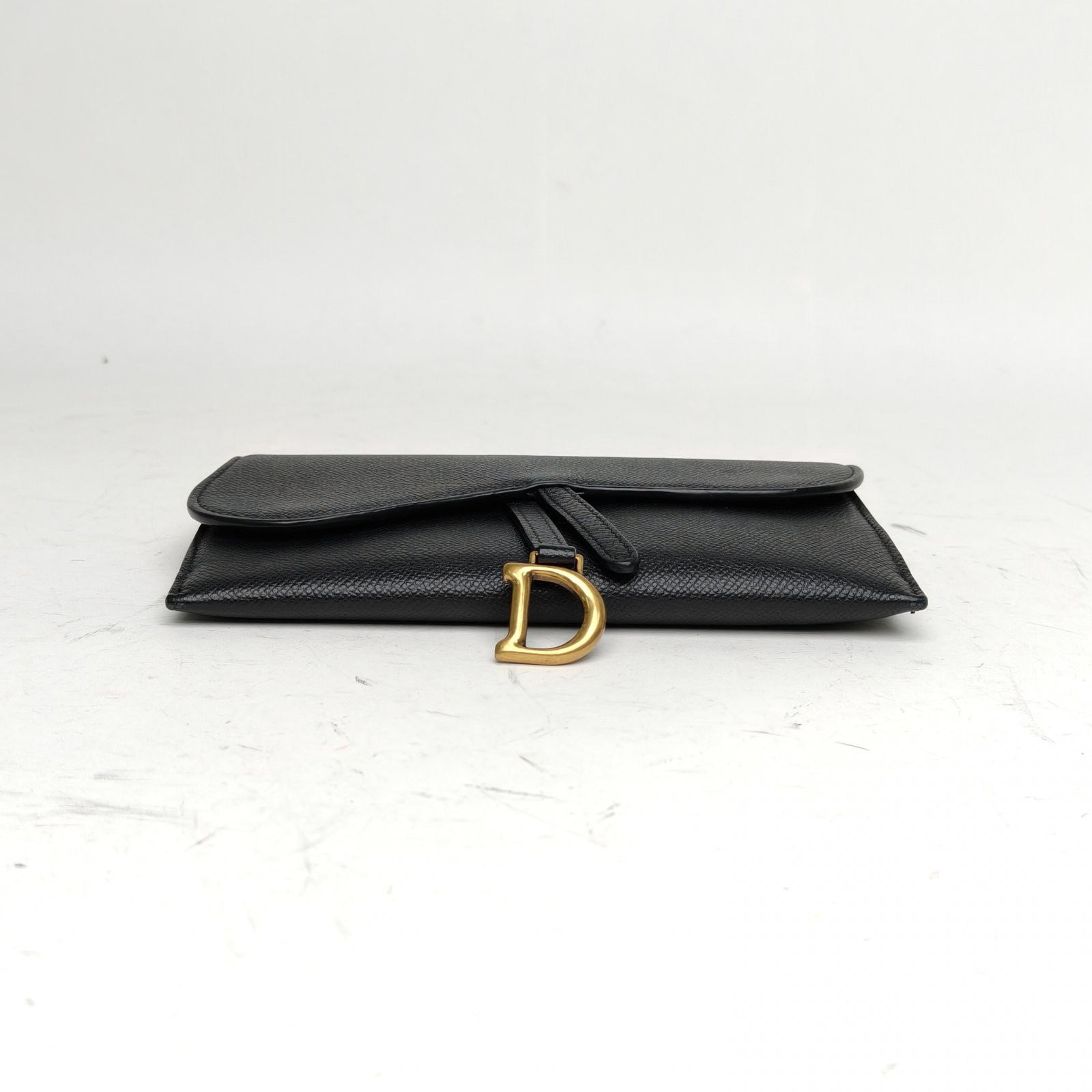 DIOR SADDLE Saddle Chain WOC 19cm Two-in-one Black Calfskin Shoulder Bag