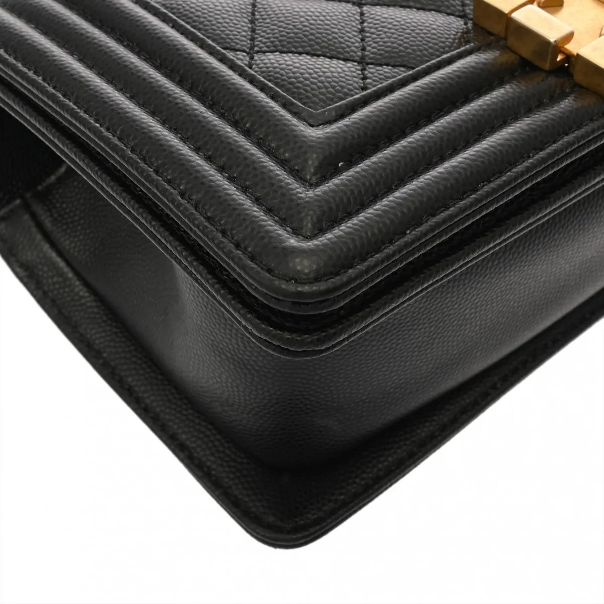 Chanel cm A67085 Shoulder Bag Grained Calfskin Black #WB638