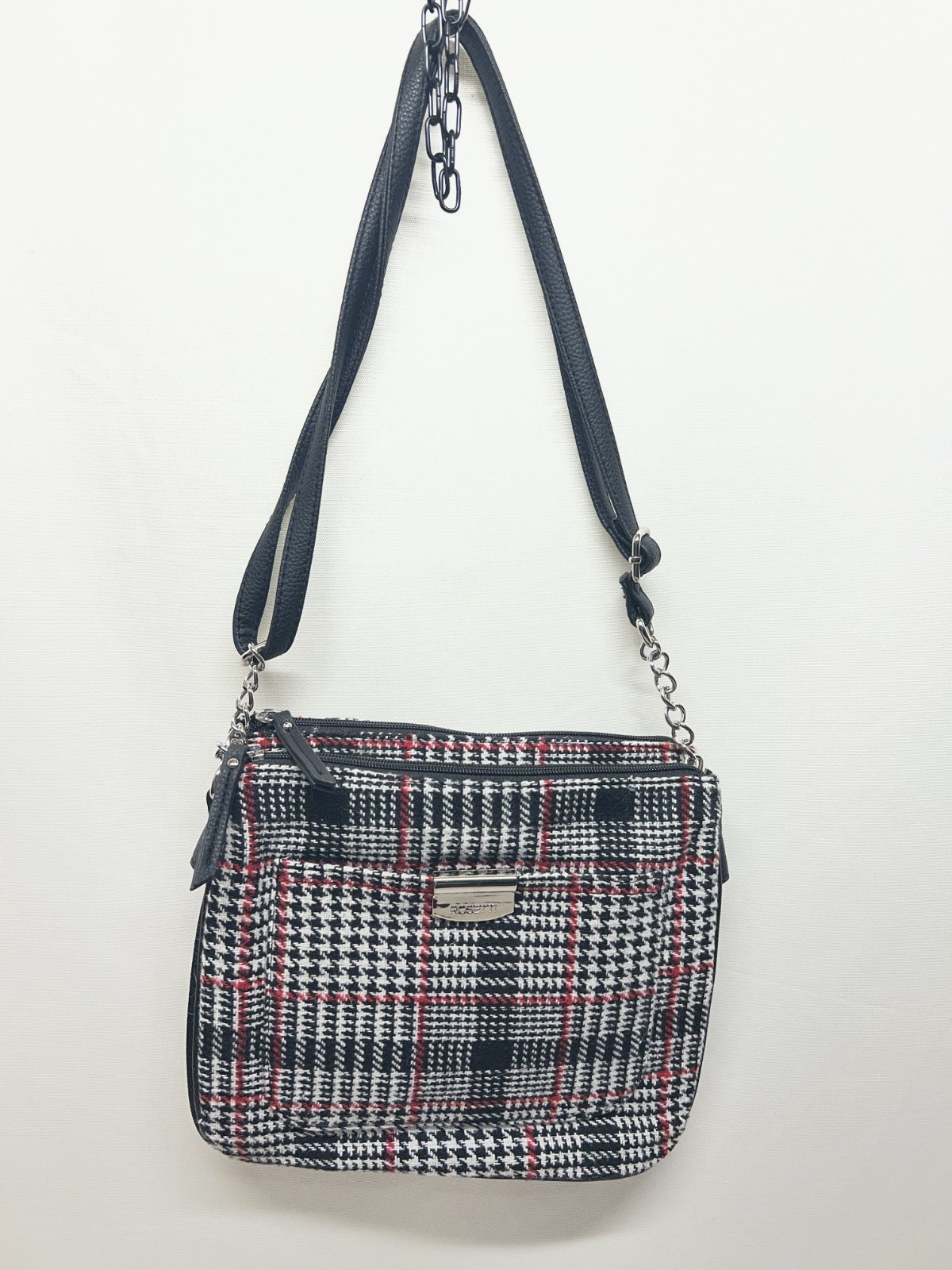ROSETTI Crossbody Tweed Red Black And White Colors With Black Strap