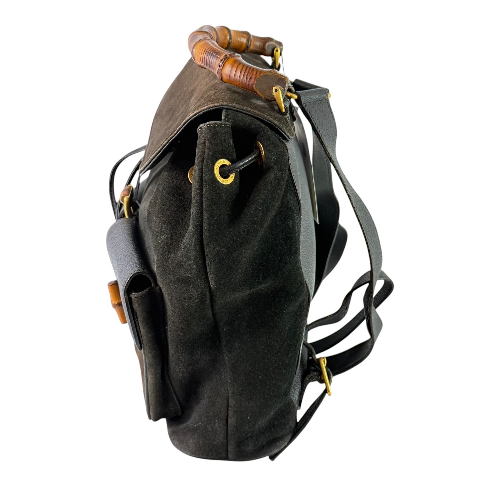 Vintage Genuine Gucci Bamboo Handle Brown Leather & Suede Women’s Backpack Bag