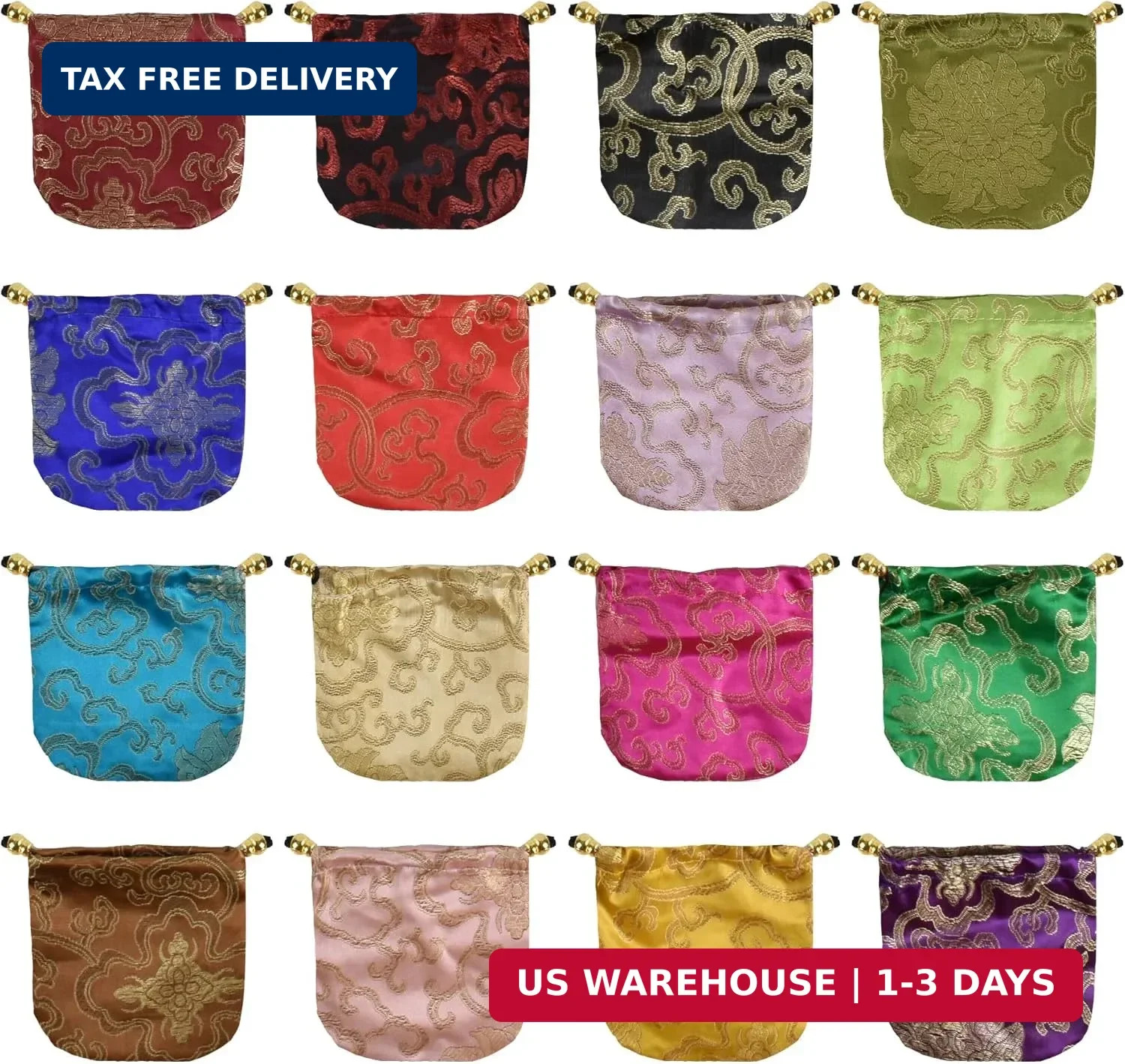 Brocade Fabric Drawstring Pouch Embroidery Silk Purse Jewelry Pouch Coin Purse f