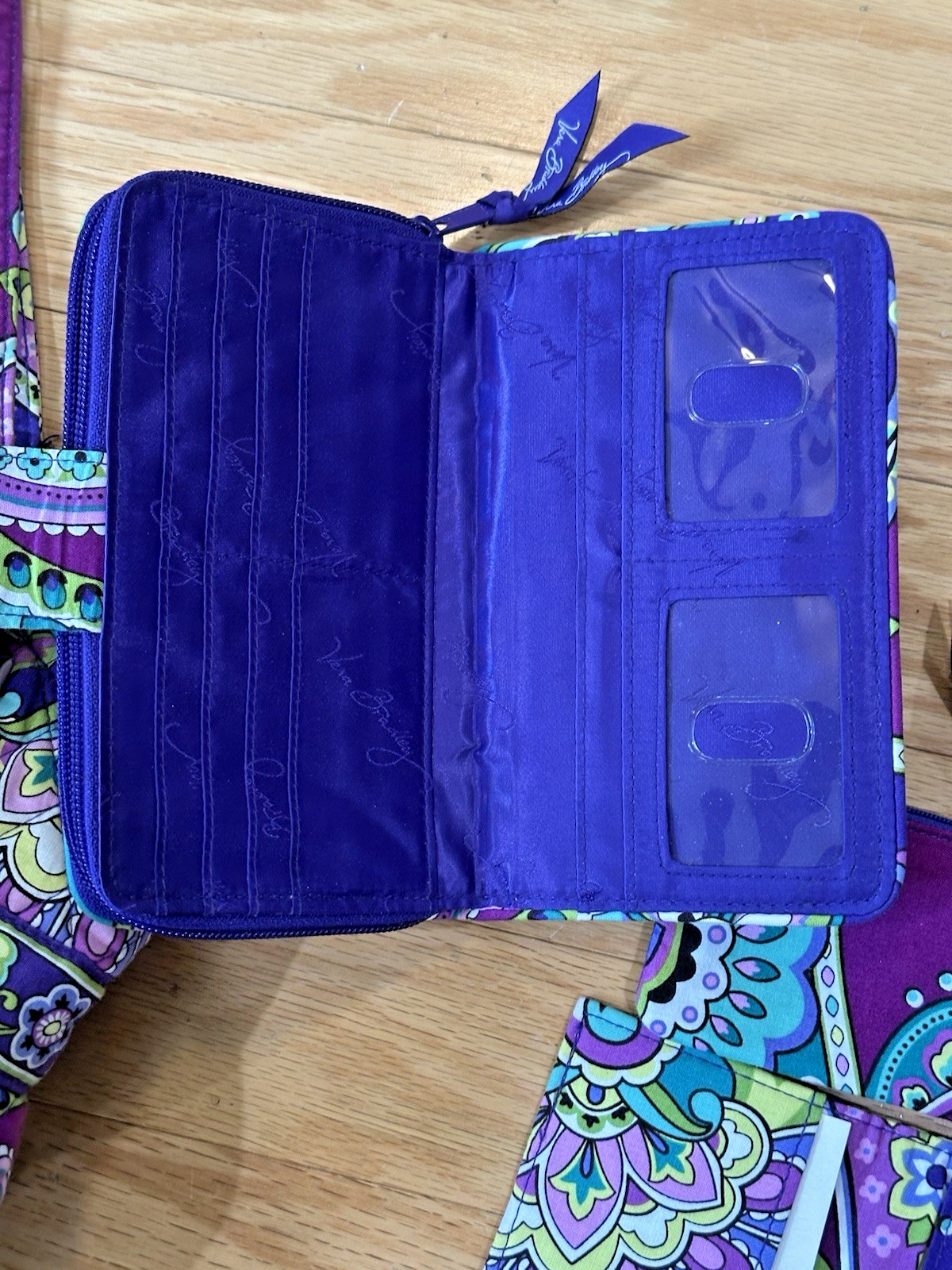 Vera Bradley “Heather Paisley” 4 pc Set Wallet, Checkbook, Saddle Purse, ID Hold