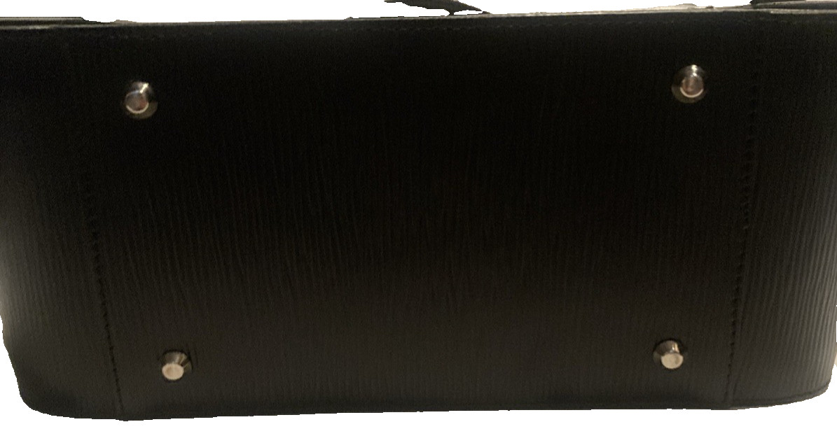 Prune Argentine genuine Leather embossed black handle purse bag L 10.5 in W 13
