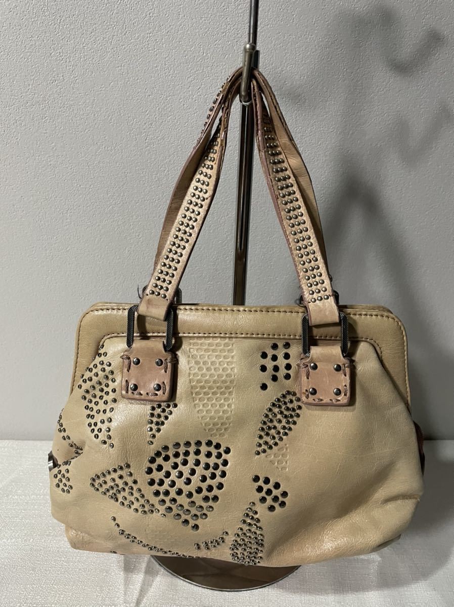 Leather Francesco Biasia Handbag with Back Studs