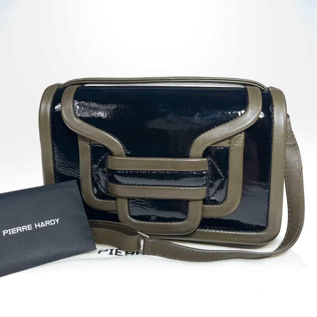 PIERRE HARDY Alpha Leather Crossbody Bag Black Patent Leather Authentic
