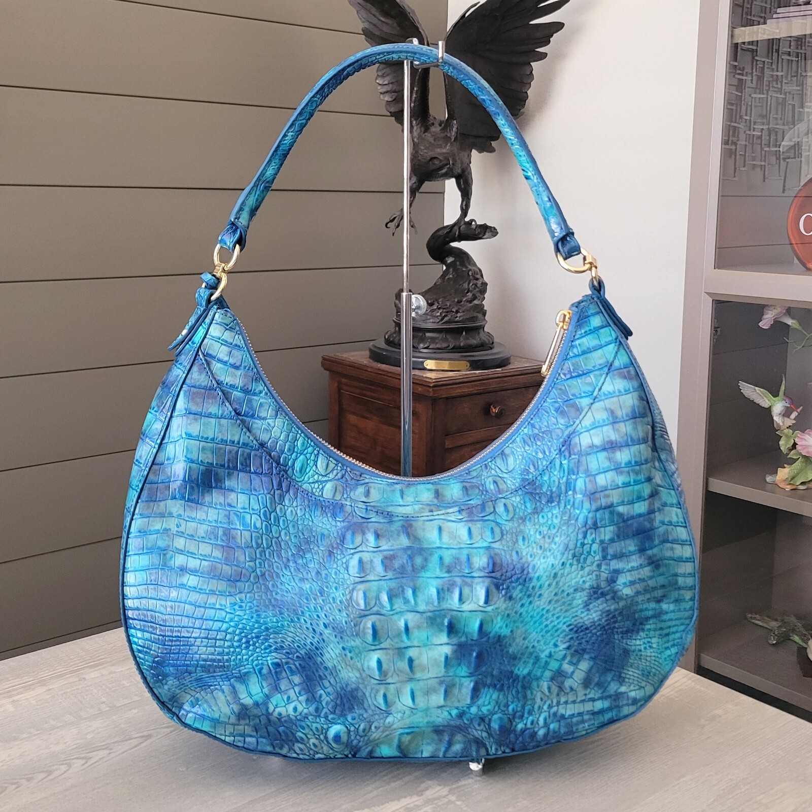 Brahmin Bekka Tonic Shoulder Bag Melbourne Leather Blended Blue Carried Once EUC