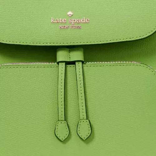 Kate Spade Kristi Medium Flap Backpack Turtle Green Leather KA695 NWT $379 FS