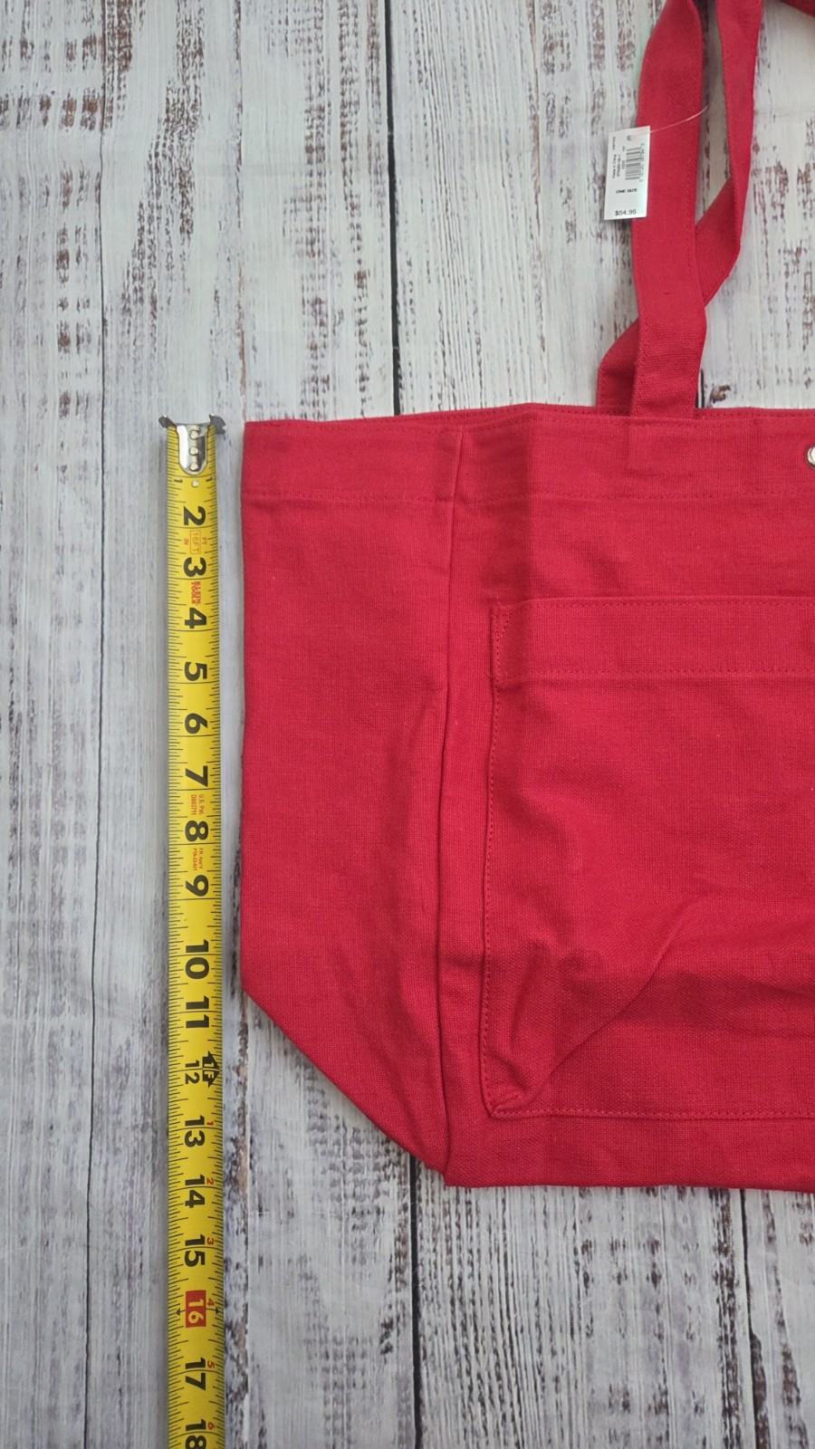 GAP Linen Cotton Tote Bag Front Patch Pocket Slipper Red Beach NEW NWT 876250