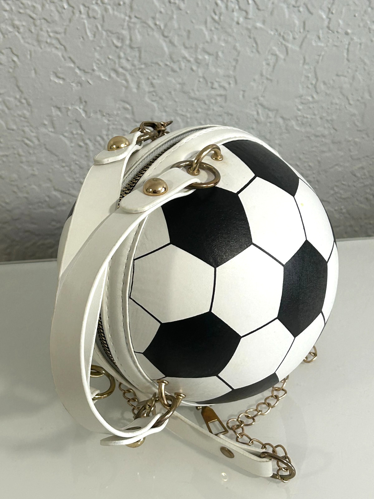 Small Soccer Shape Crossbody /Handbag /Shoulder Bag Plus 2 Keychain & Bracelet