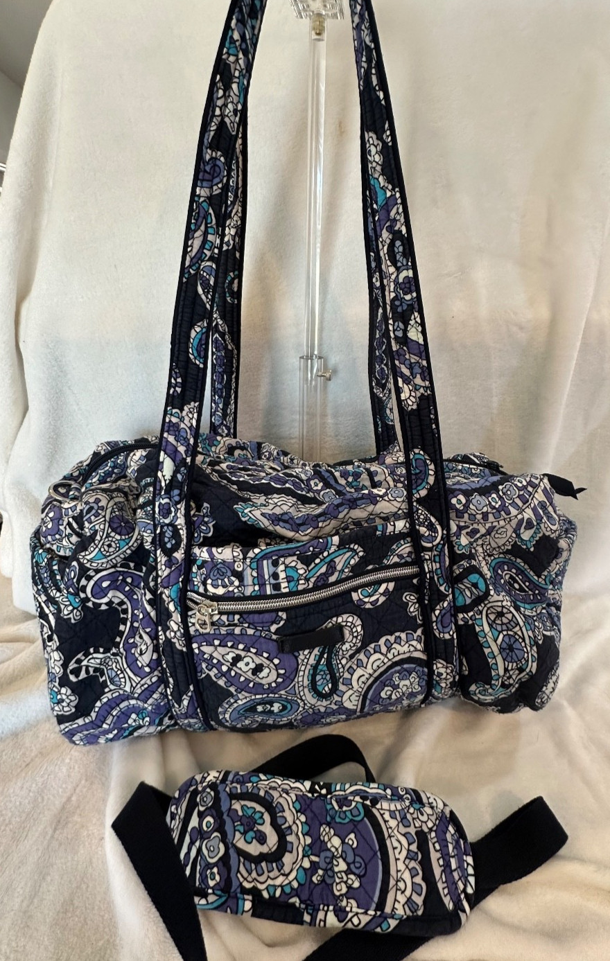 Vera Bradley Deep Night Paisley Carry On Duffle Bag 17 1/2″ Wide Shoulder Strap