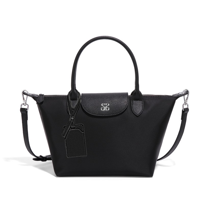 Soft Nylon Dumpling Bag with Contrast Stitching Zip Closure Urban Style