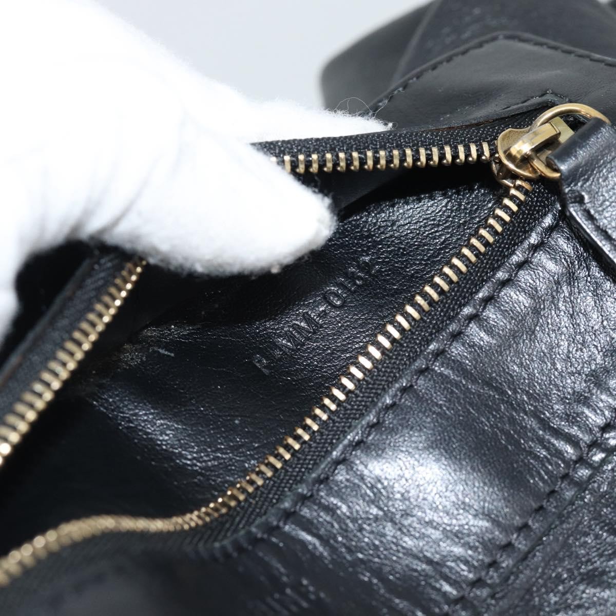 CELINE Horizontal Cabas Tote Bag Leather Black Gold Auth hk3929A