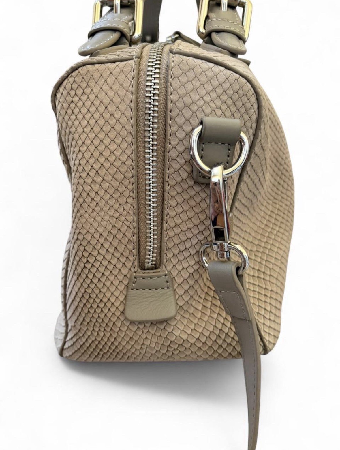 Charles Jourdan Gray Satchel Top Handle Bag Detachable Strap Zip Turn Lock