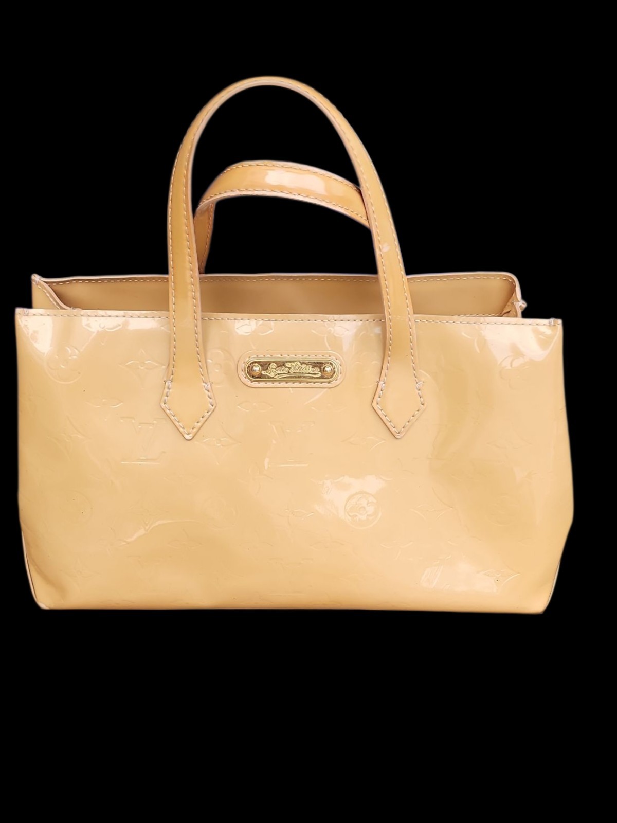 Louis Vuitton Monogrammed Vernis Wilshire Pm Purse Yellow Top Handles All Season