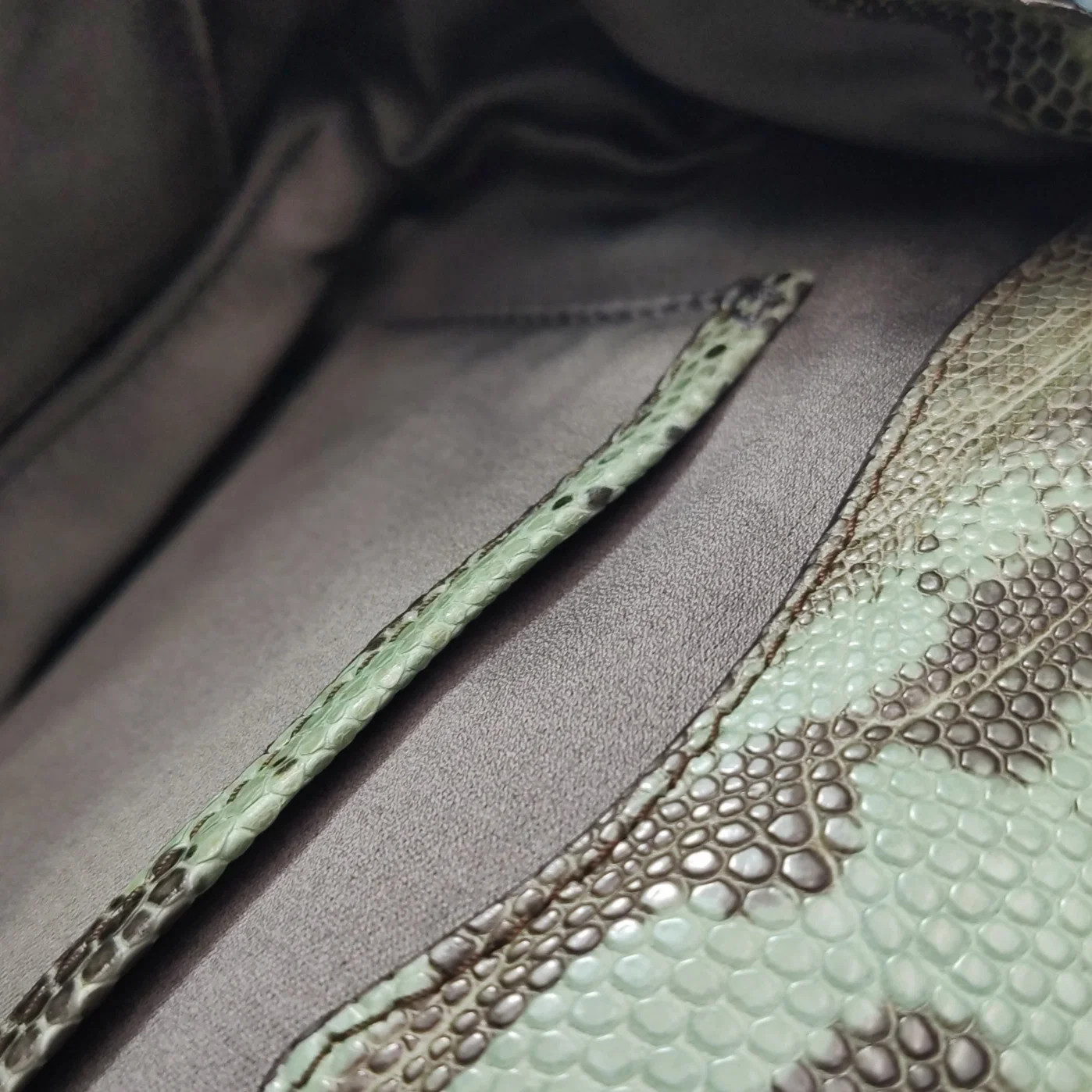 Miu Miu Handbag Silver Green Cowhide Lizard Sequin (aa071526a0r)