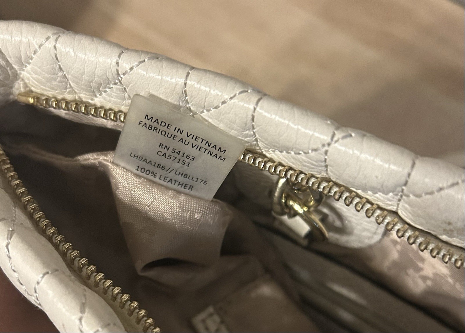 Karl Lagerfeld Paris White Quilted Tote Shoulder Bag Chain Strap Zip Top